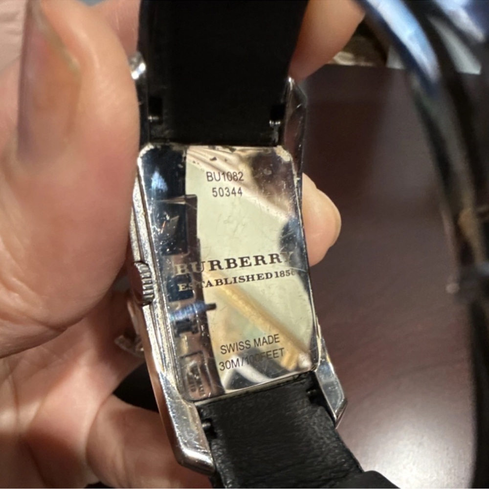 Burberry Swiss Made Rectangle Silver and Black Unisex Wristwatch - Picture 4 of 4